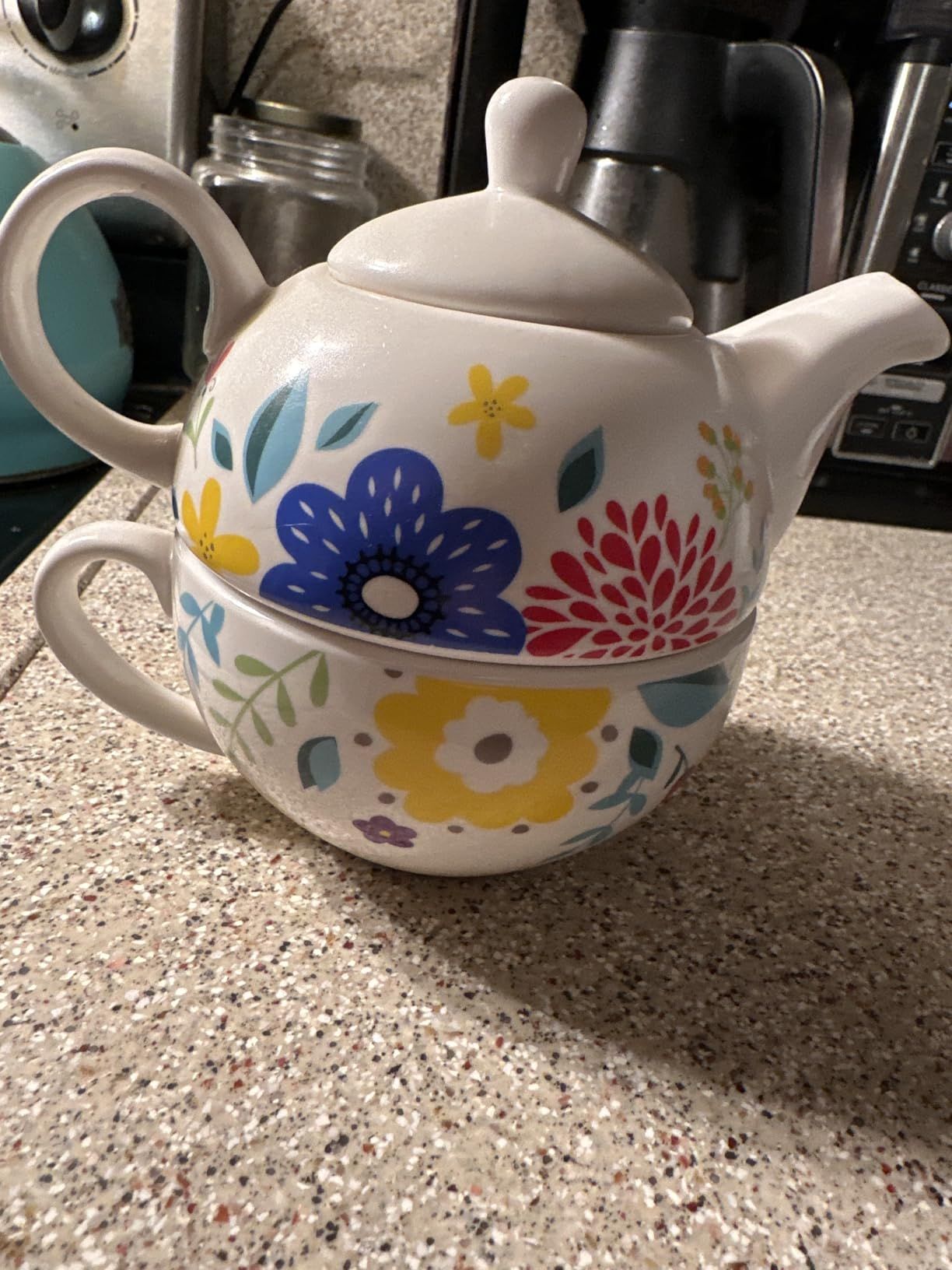 Service à thé en porcelaine pour une personne – Théière florale aquarelle peinte à la main et tasse, cadeau pour femme, fleurs florales