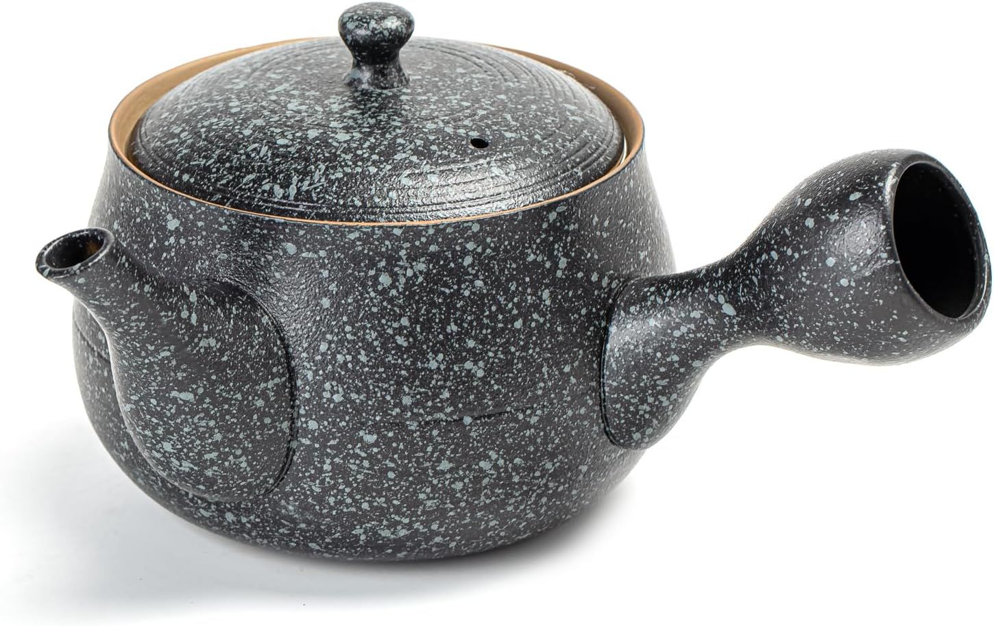 Théière en céramique TEANAGOO avec infuseurs pour thé en vrac | Grandes théières à poignée latérale/Kyusu japonais (21 oz) infuseur | Théières chinoises Ensemble porcelaine VP2,Rock Black