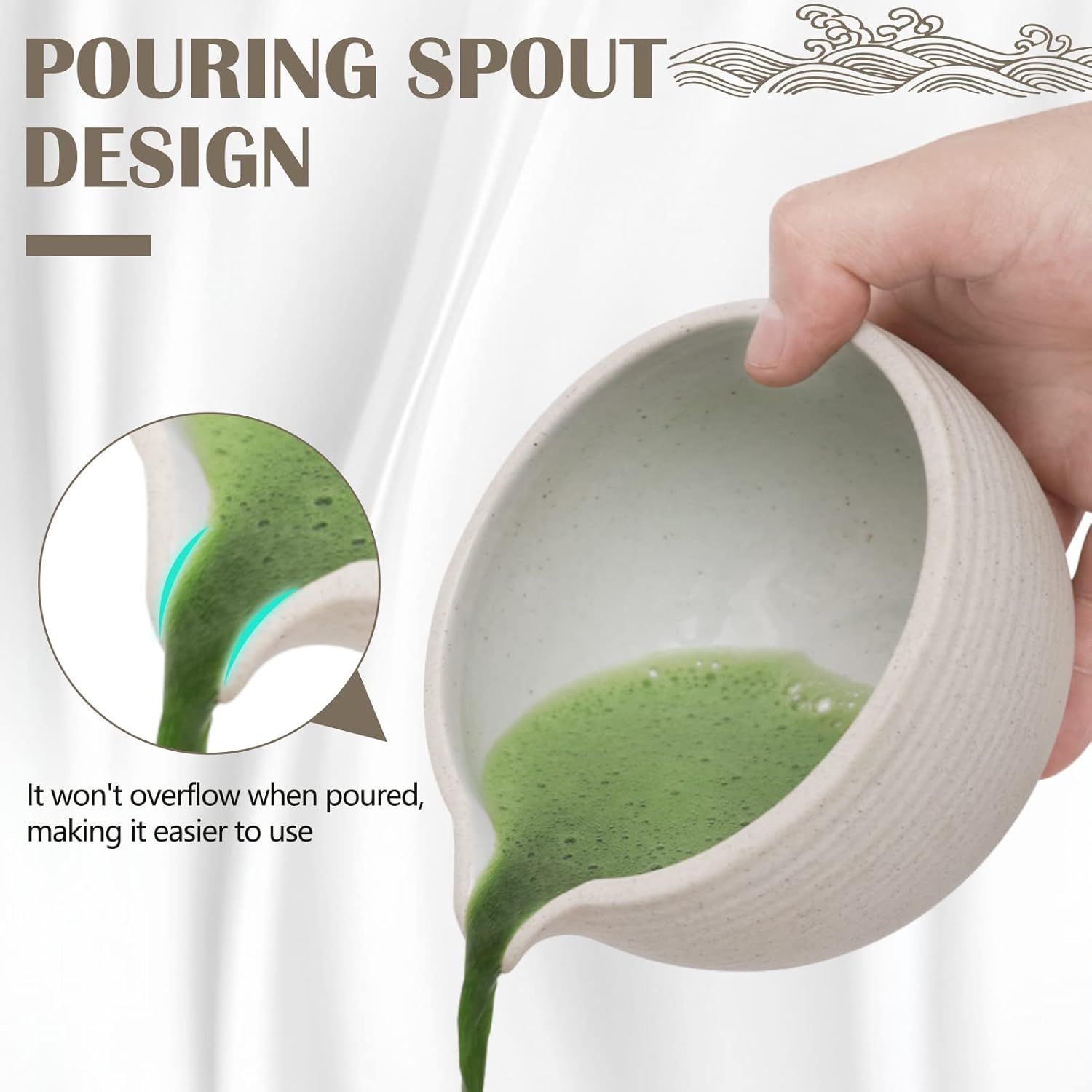 Artcome Service à Thé Japonais - Kit de Cérémonie Matcha Fait à la Main avec Bol, Fouet, Cuillère, Porte-Fouet en Céramique et Boîte à Poudre