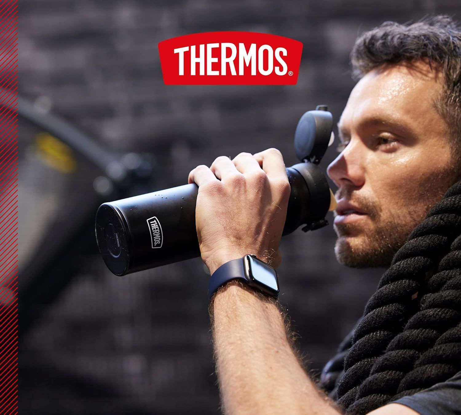 Thermos Bouteille Isotherme ultralégère, Acier Inoxydable, Noir Mat, 0,75 Liter