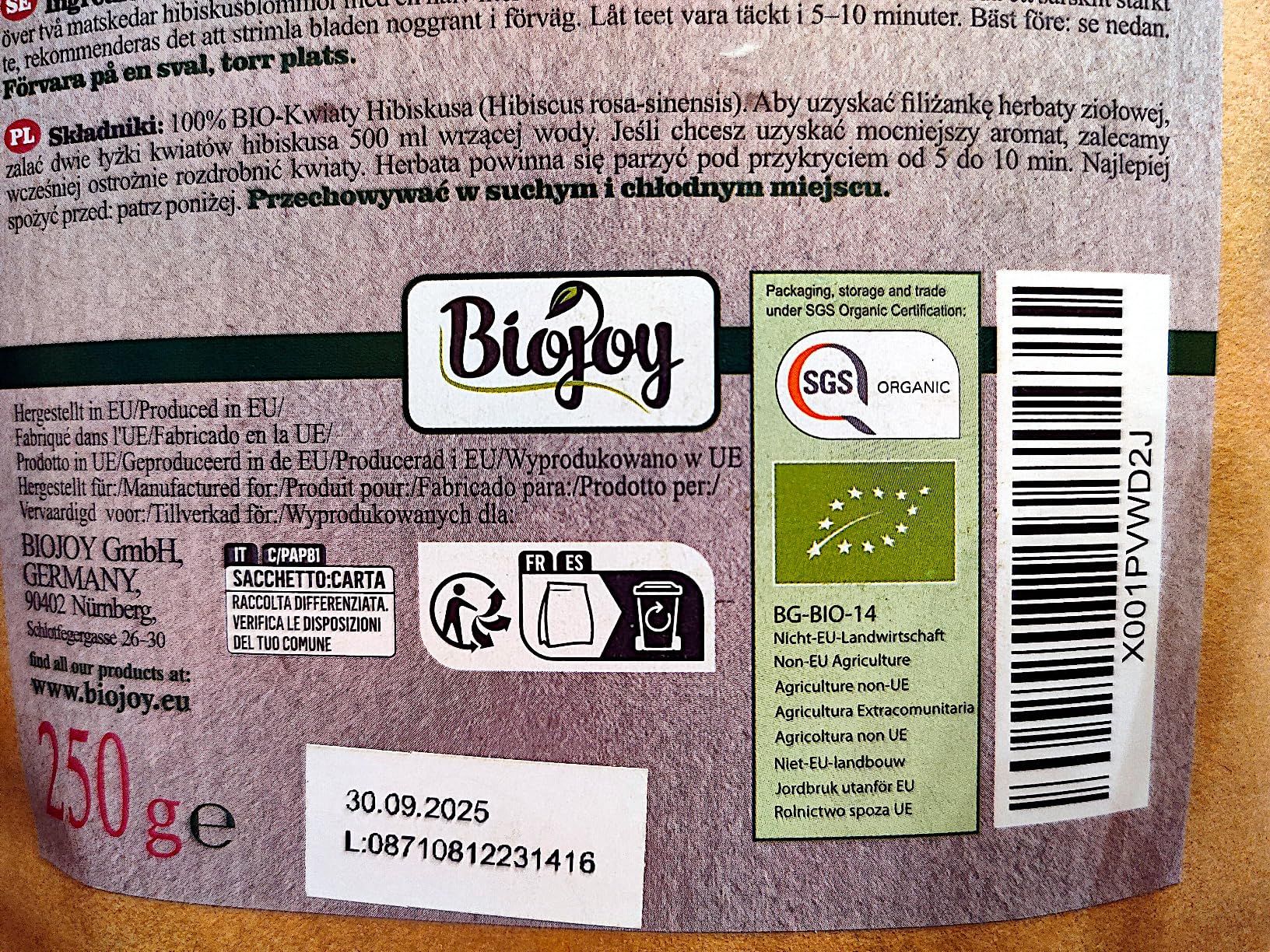 Fleurs d'hibiscus séchées bio pour infusion 250 g