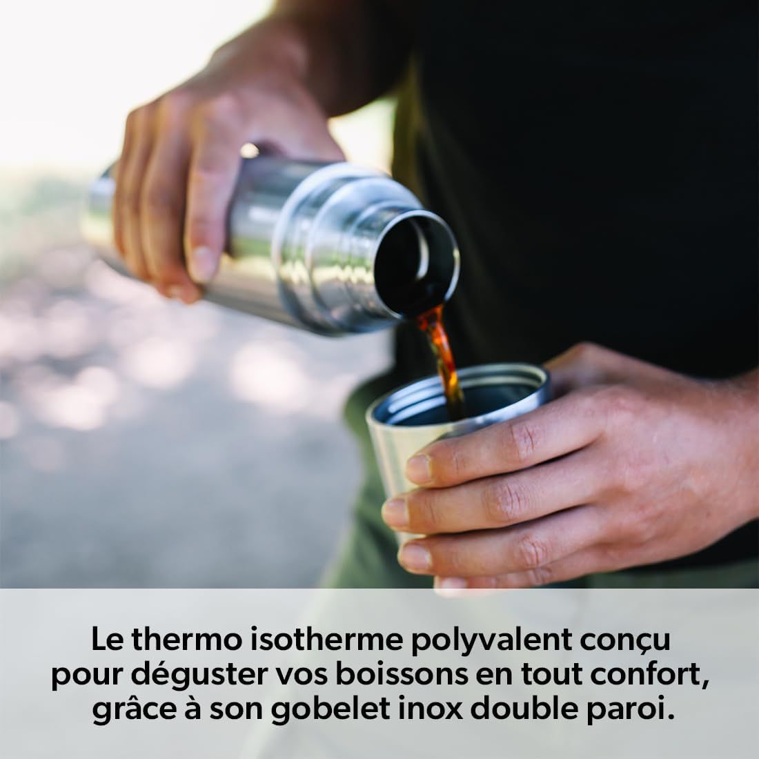 Qwetch - Thermo Isotherme Anémones Terracotta 750ml - Thermo avec Gobelet Inox Recyclé - 24h Froid et 12h Chaud - Etanche & Idéale pour Café et Thé