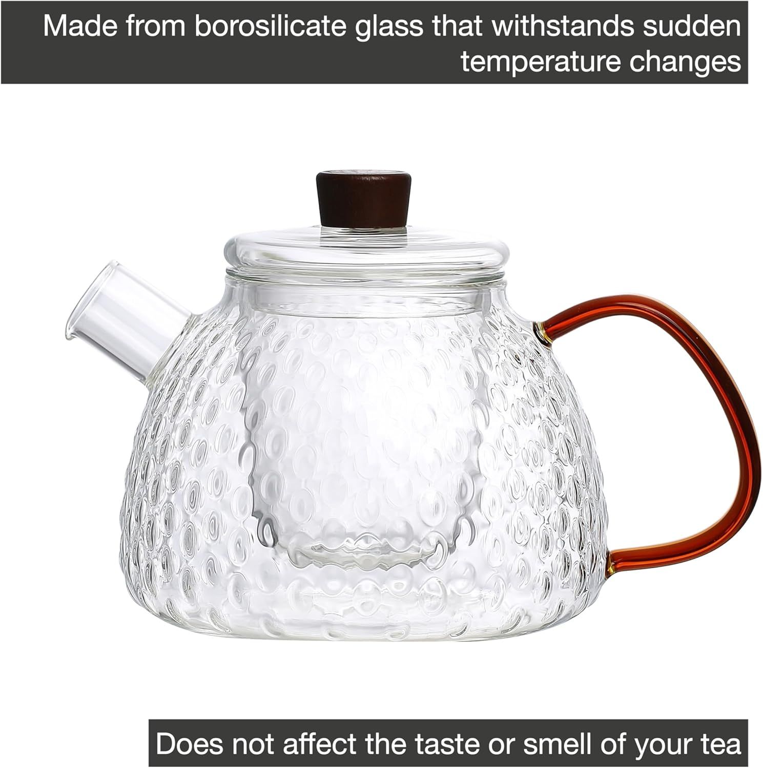 Point-Virgule théière avec filtre en verre borosilicate martelé 1000ml