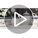 fanquare 21 Pièces Rose Bleue Ensemble de Thé Britannique pour l'après-midi, Ensemble de Théières en Porcelaine Moderne, Vintage Café Tasse et Soucoupe, Service à Thé Adulte pour 6 Personnes