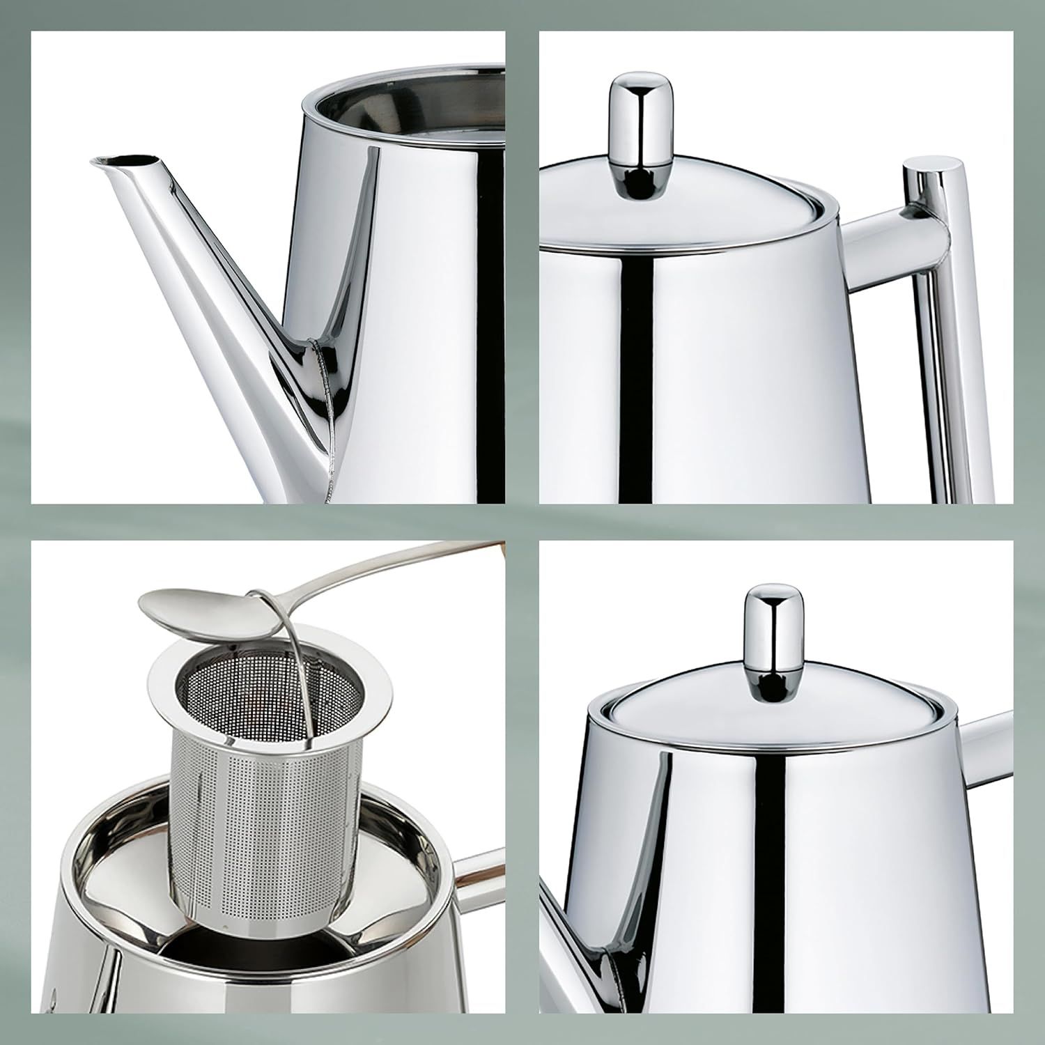 kela Théière avec filtre, théière en acier inoxydable 1,7 l ANCONA, théière pour thé en vrac et sachets de thé, bouilloire à thé