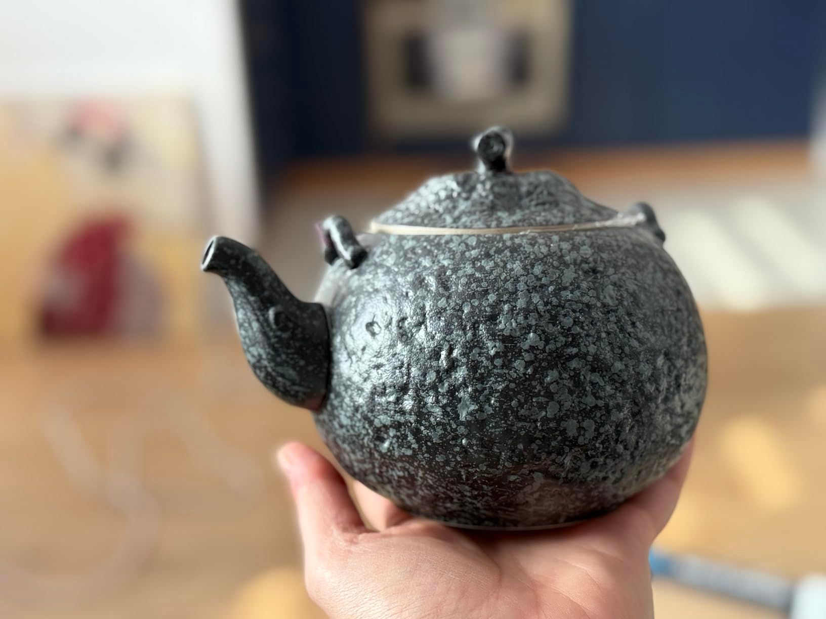 TEANAGOO Service à thé japonais portable, service à thé de voyage en porcelaine gris anthracite, 1 théière (700ml/25oz) + 4 tasses à thé (205ml/7.2oz), U2, étui de rangement pour plateau