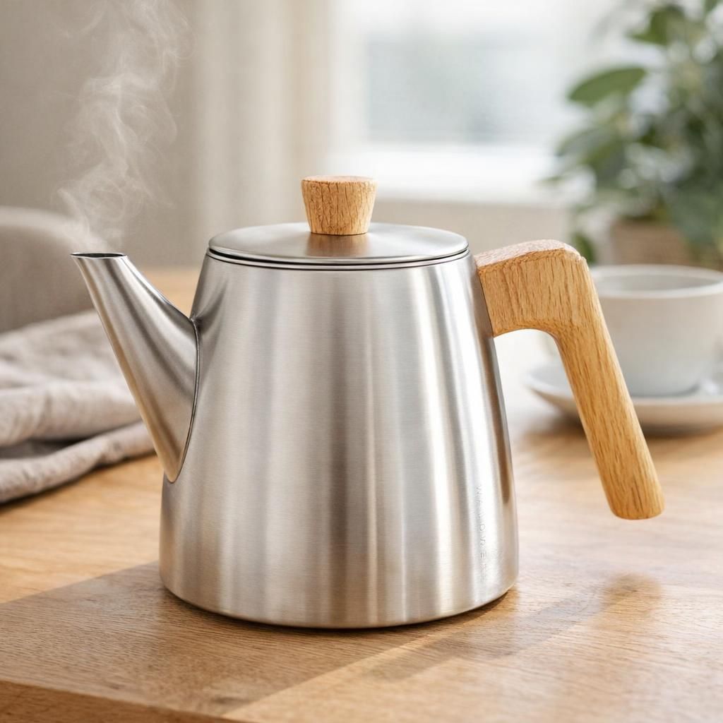 WALDWERK Théière avec Infuseur Inox à Double Paroi - Isotherme avec Poignées en Chêne - 100% Anti-goutte