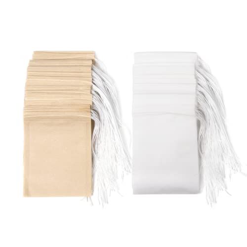 Lot de 200 sachets à thé jetables avec cordon de serrage, sachets de thé pour thé en vrac (6 x 8 cm)