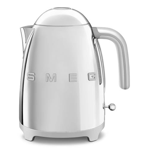 Smeg, Bouilloire ÉlectriqueKLF03SSEU 1,7 L, Filtre Anticalcaire Lavable, Arrêt Automatique de Sécurité, Indicateur de Niveau d'Eau, Base Antidérapante, Range Cordon, Puissance 2400W, Acier