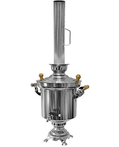 Samovar en Acier Inoxydable pour Charbon de Bois avec cheminée, 5 l