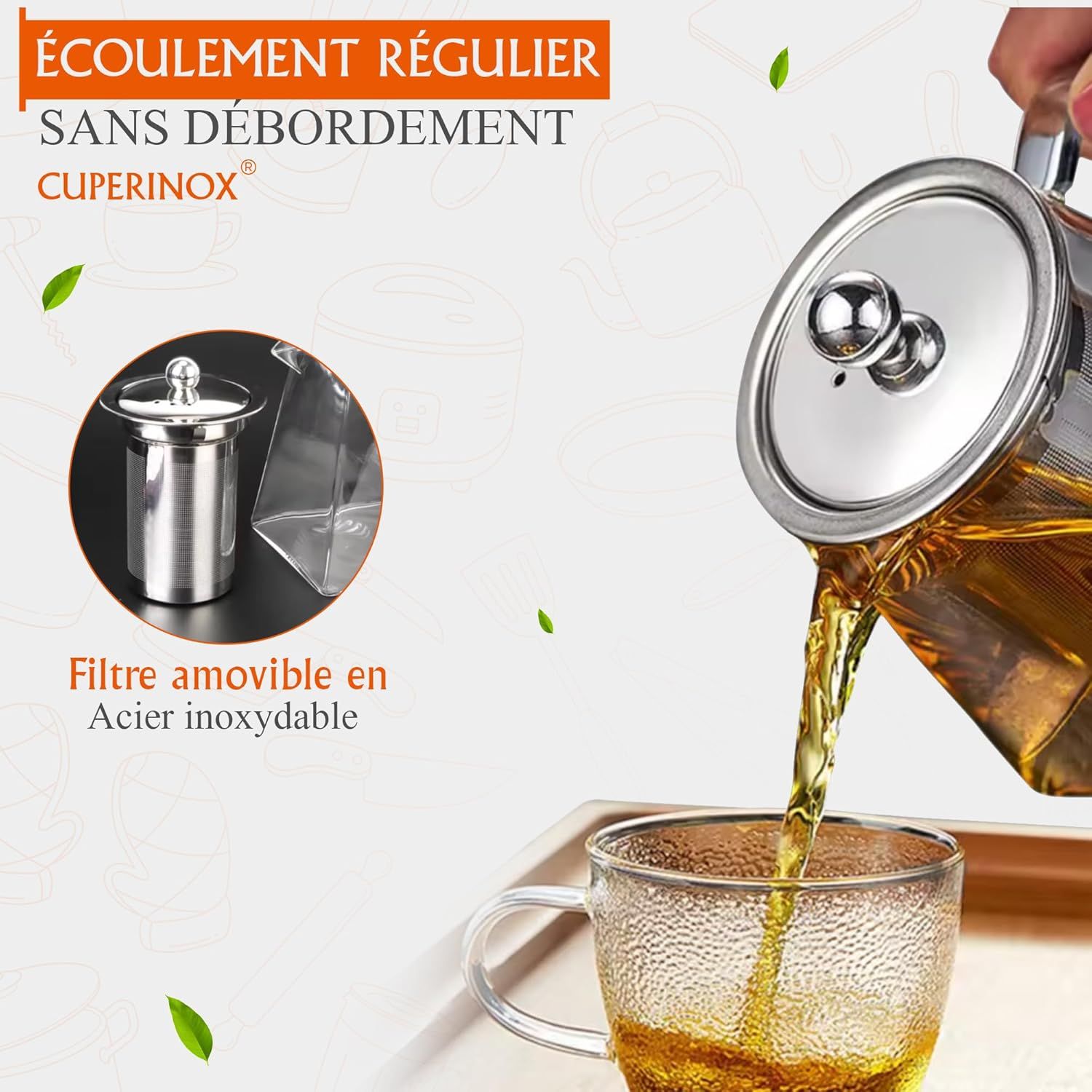 Théière en verre borosilicate avec infuseur pour thé et infusions, résistante à la chaleur et compatible micro-ondes- Infusion Prestige Collection (350 ml)
