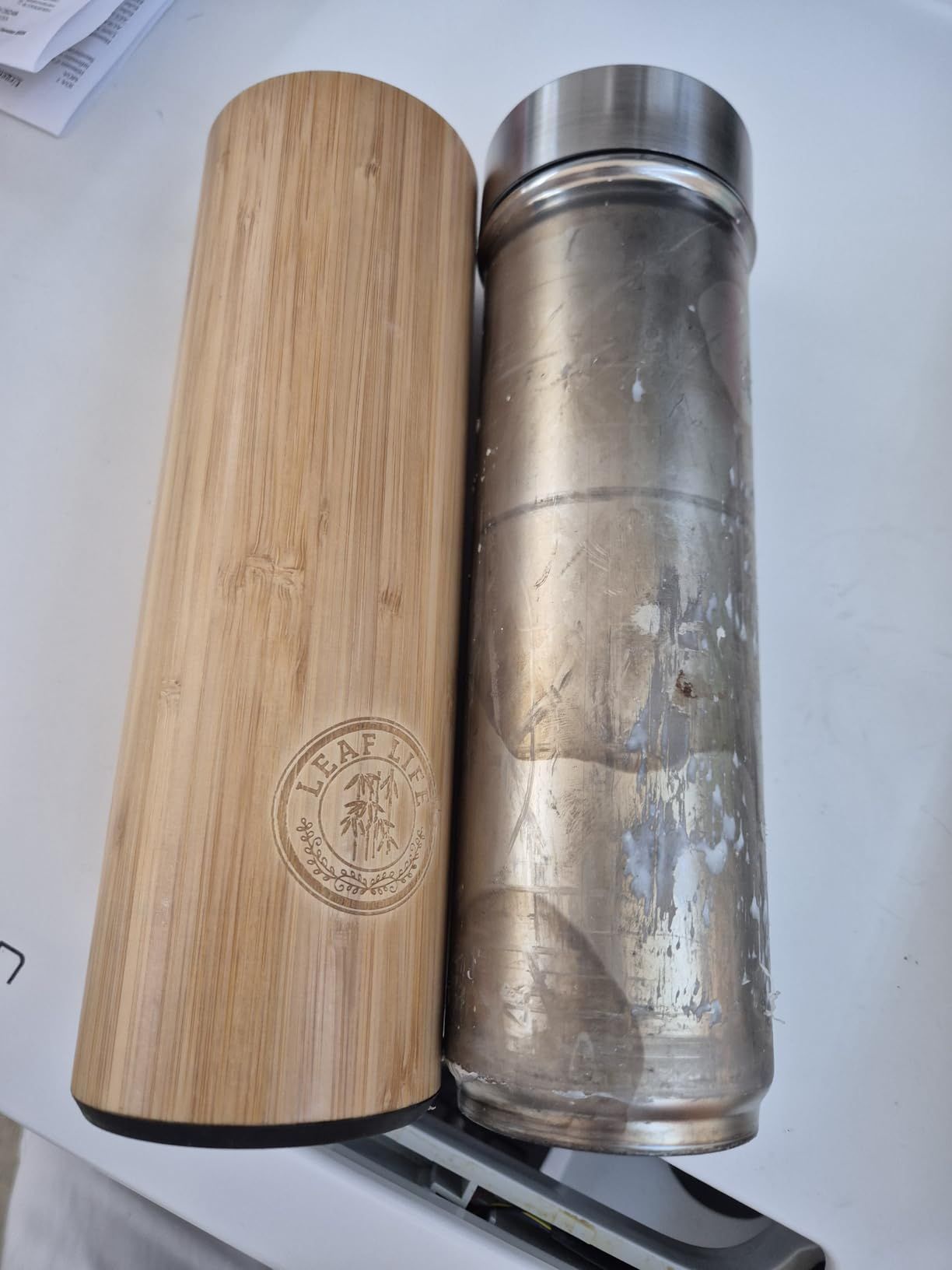 LeafLife Infuseur thé Bouteille en Bambou Premium avec Filtre 500ml – Préserve le Froid et la Chaleur pendant 12h – Bouteille infusion Isolée sous Vide