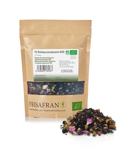 FRISAFRAN | Thé Oolong énergisant Bio en vrac 100g | Feuilles de tisane Oolong | thé en feuilles | naturel | Purifiant | Rajeunissant | Infusion saine | tisanes aux plantes | Dépuratif | Rajeunissant