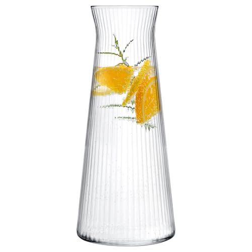 KONZEPT carafe à eau 1 L en verre cannelé, résistante, compatible lave-vaisselle, sans BPA, design élégant pour l’eau, les jus et autres boissons froides