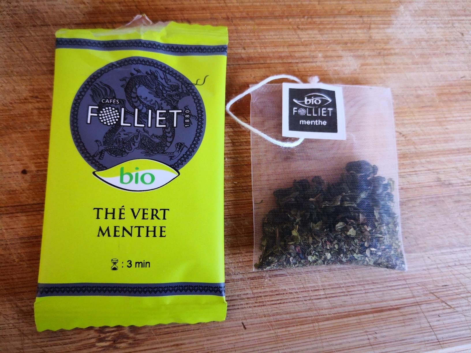 thé vert bio à la menthe douce en sachets végétaux