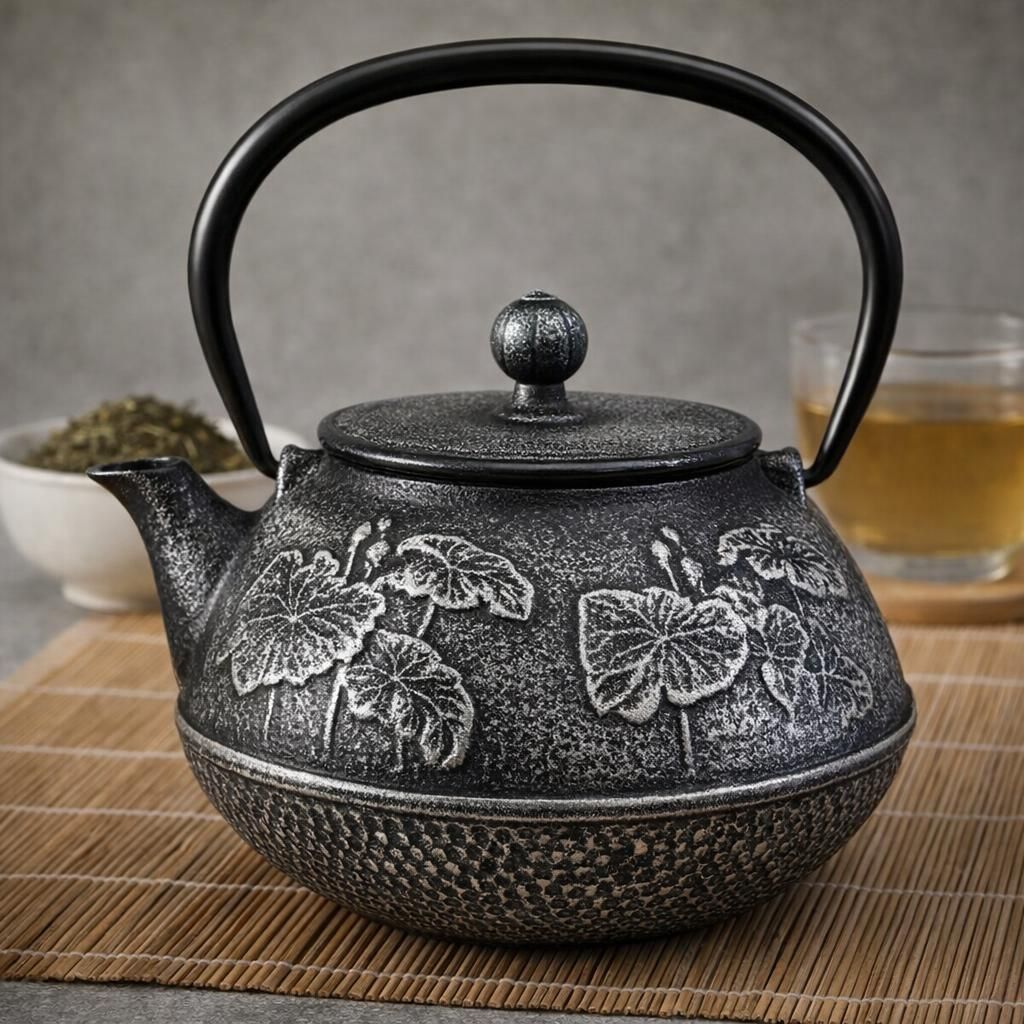 SO SKIN IDASY – Théière japonaise en fonte 900 ml, filtre en acier inoxydable alimentaire, intérieur émaillé, fabrication artisanale, finition bicolore noir et argent