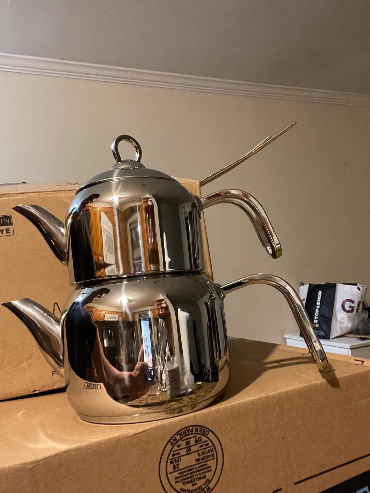 Karaca Manes Mini ensemble de théières en métal - Convient pour théière turque, caydanlik, Demlik, théière turque, thé