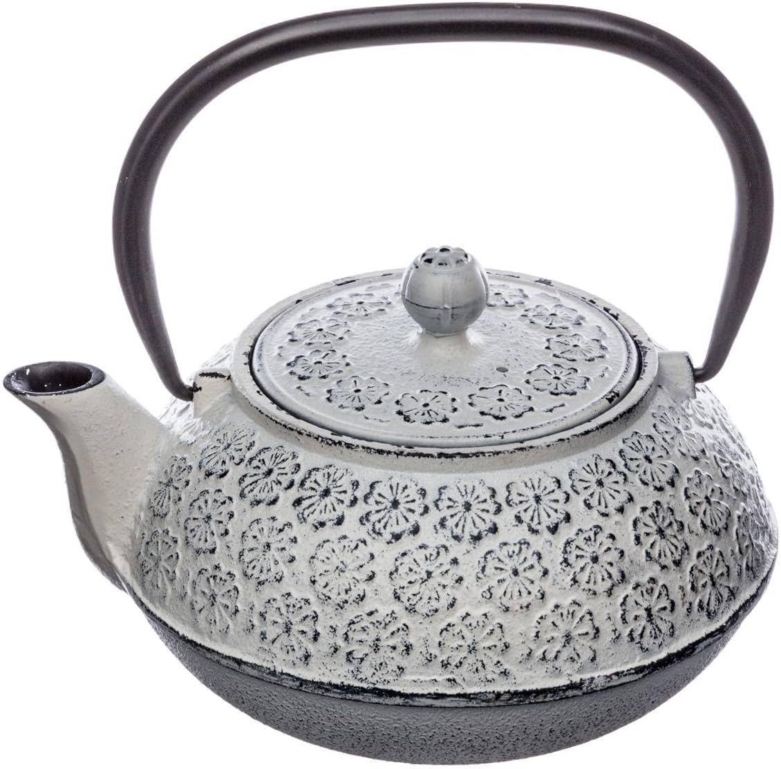 Théière en fonte avec son filtre amovible - Capacité 1 L - Coloris BLANC Vieilli