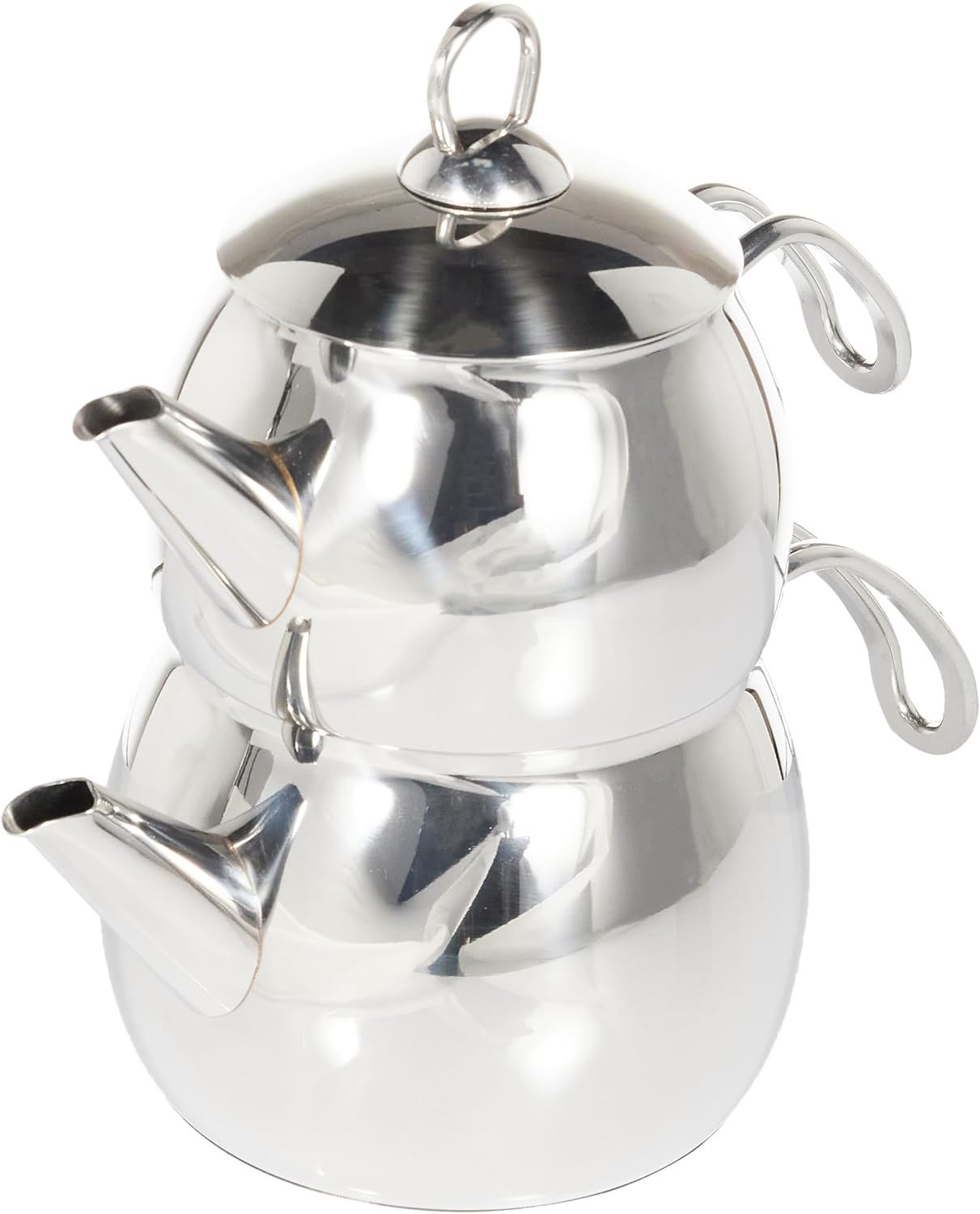 Karaca Belinay Teiera in Metallo con Teiera in Acciaio INOX, Teiera Turca, Bollitore, Teiera: 1 litro, 1,6 l, teiere turche Belinay