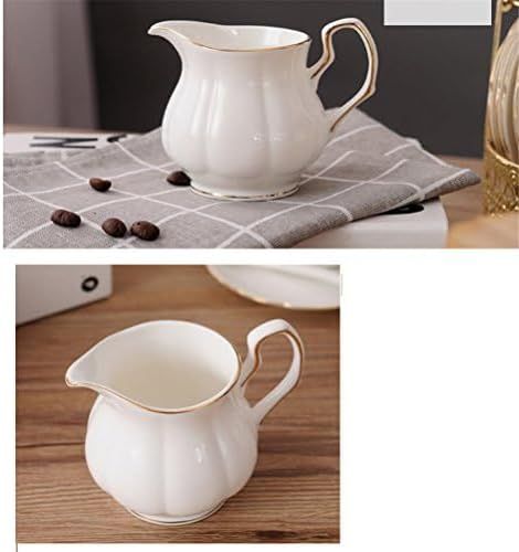 fanquare 15 Pièces Service à Thé Simple en Céramique Anglaise Blanche, Théière, Tasses en Porcelaine Osseuse pour Adultes, Cuillères Assorties, Service à Thé de L'Après-Midi Service à Café