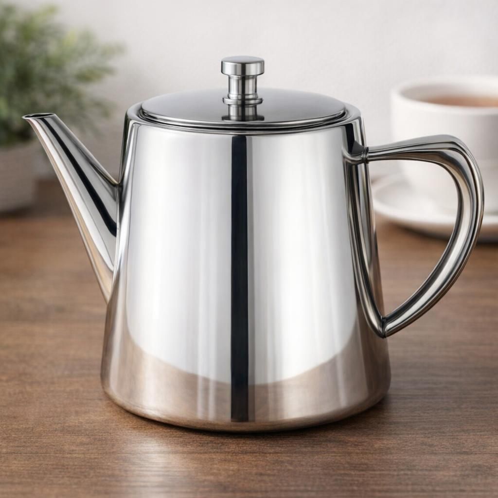 Café Olé Derwent Théière 680 ml, pour 3 personnes, en acier inoxydable, design moderne avec finition miroir, bec verseur parfait