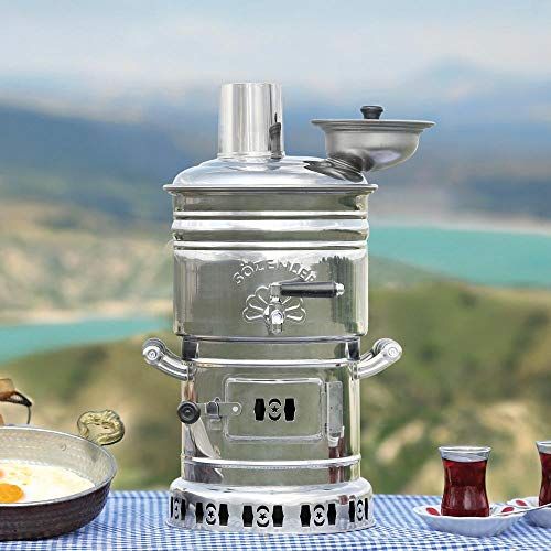Tubibu Samovar Chauffe-eau à énergie libre 4L/150oz Semaver Samavar pour bateau, camping, randonnée, chasse, yacht, bouilloire à thé (4 litres)