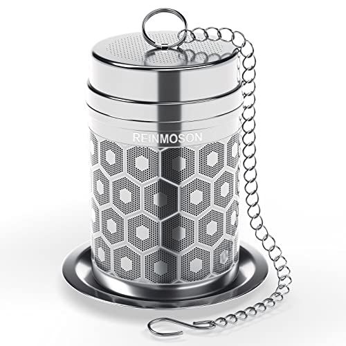 Reinmoson Infuseur à thé inox 3,8 x 5,6 cm – boule à thé infuseur ultra-fin en acier inoxydable 304 avec couvercle fileté, filtre à thé idéal pour thé en vrac, rooibos, thé noir, etc.