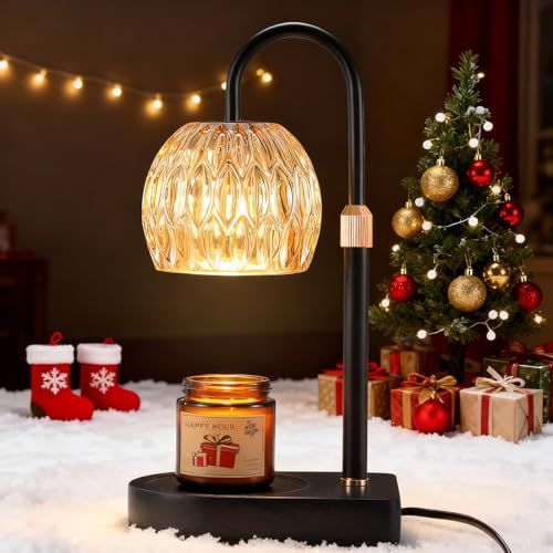 Lampe Chauffe Bougie avec Minuterie et Variateur - Candle Warmer Lamp Hauteur Réglable, 2 Ampoules 50W - Chauffe Bougie sans Flamme pour Bougies en Pot, Idéal Cadeau Décoration, Noir