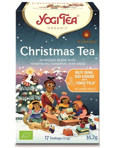 YOGI TEA – Christmas Tea Bio – Infusions Ayurvédiques au Rooibos, HoneyBush, Cardamome & Cannelle – Sans Théine – Saveur Chaleureuse & Épicée – 17 Sachets