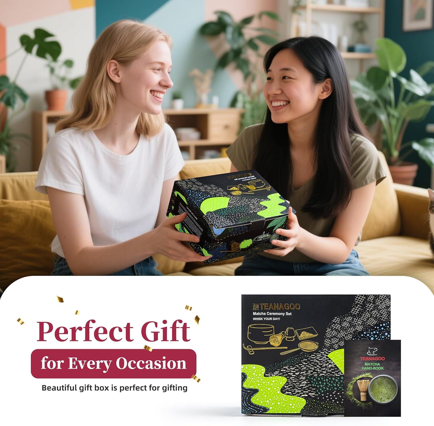 TEANAGOO Service à thé japonais, ensemble de fouet à matcha, bol à matcha en bambou (Chasen), cuillère (chashaku), support de fouet à matcha, kit de fabrication de thé. O1, kit de poudre de thé vert