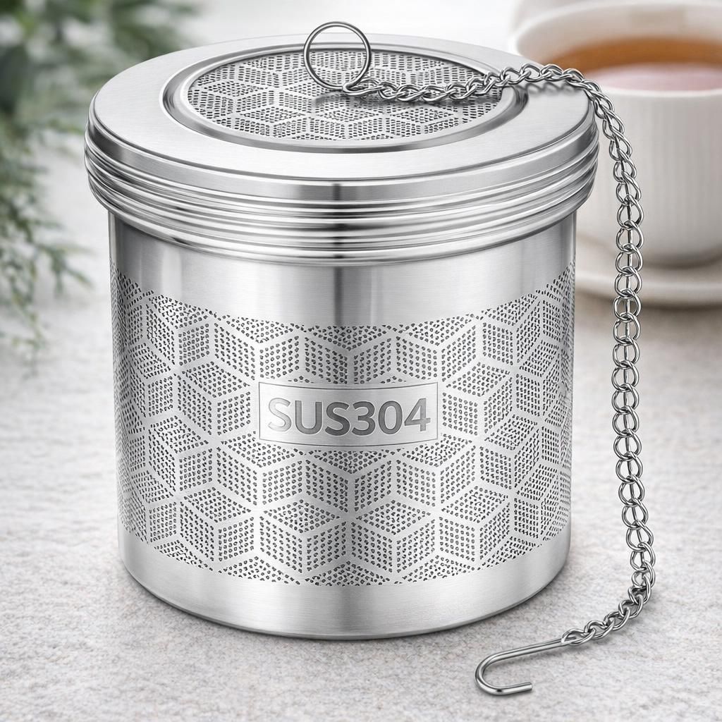 Grande Infuseur Thé, Filtre à Thé Avec Chaîne Rallongée et Crochet en S, Filtre Thé et Passoire à épices Acier Inoxydable 304, Filtre a The Mailles Fines pour Feuilles de Thé, les épices