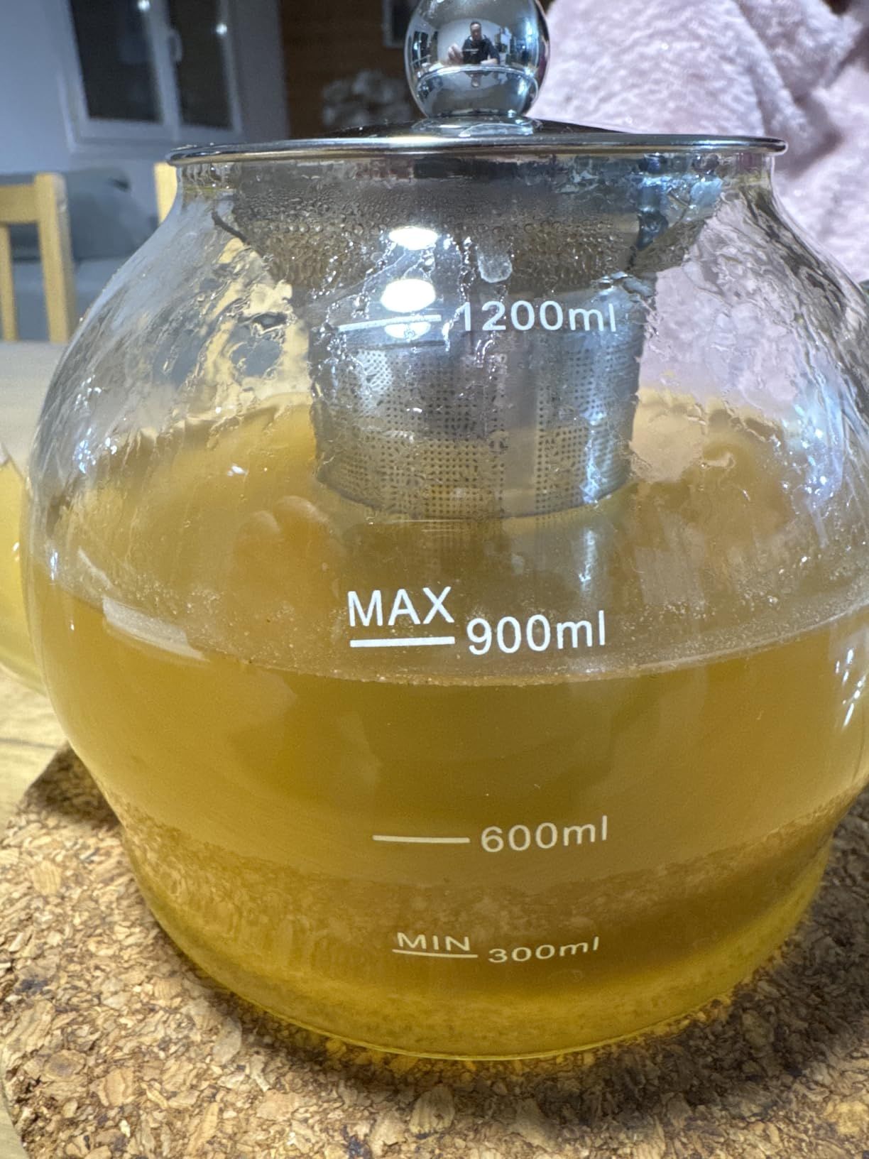 1200ml Theiere en Verre Borosilicate avec Infuseur, Pots à thé en Vrac, Coffre-fort pour Cuisinière