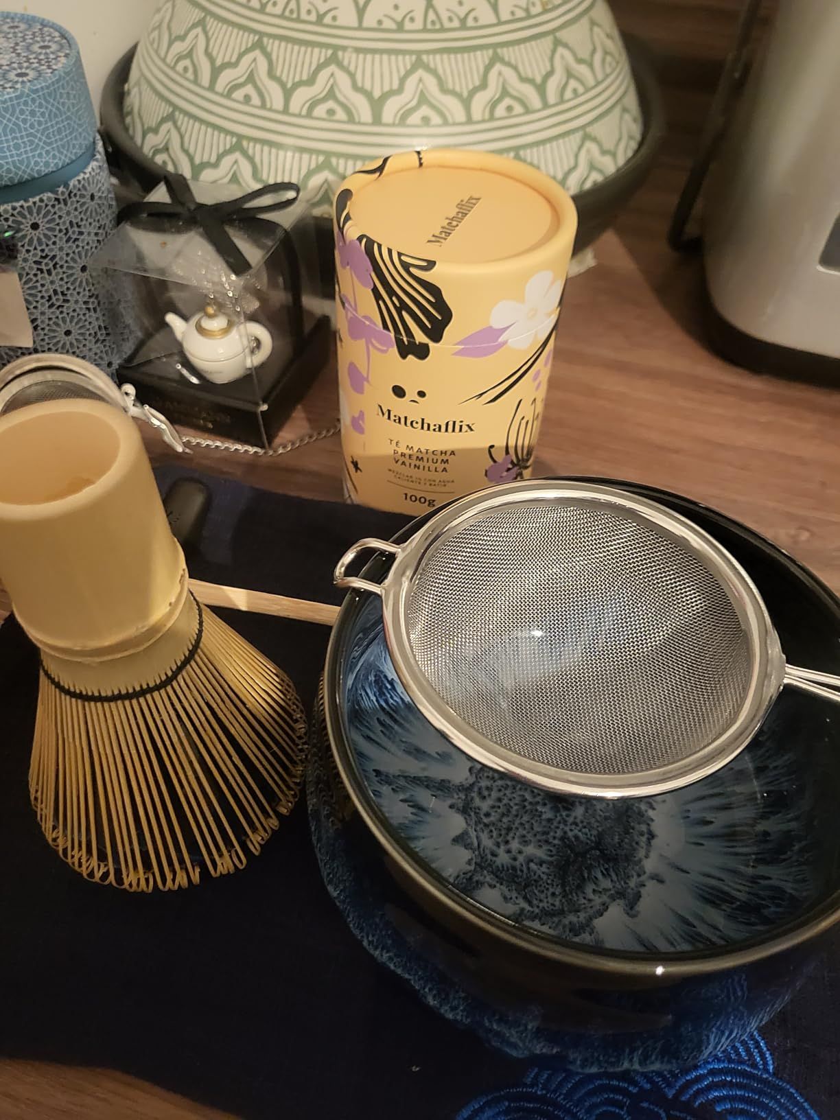 TEANAGOO Service à thé matcha, service à thé japonais, bol à matcha, fouet en bambou matcha, cuillère, tamis, support de fouet à matcha, support de fouet à matcha N15, matcha