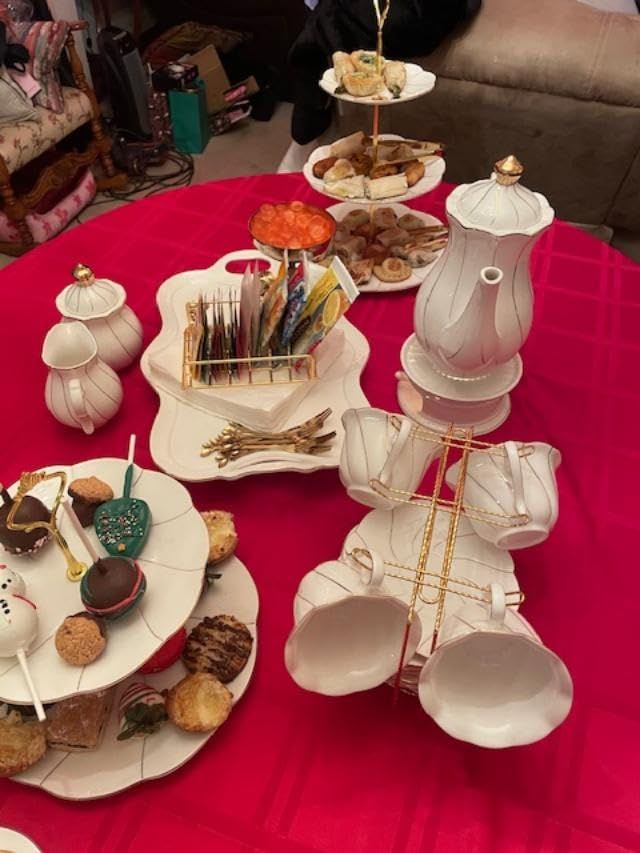 DUJUST Ensemble de Thé 14 Pièces de 6, avec Plateau à Thé et Cuillères, Ensemble de Tasses à Thé/Café de Style Britannique de Luxe avec Garniture Dorée