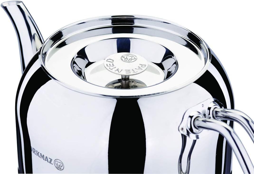 Korkmaz A221 Efendi Théière turque Caydanlik Teapot 18/10 Cr, Ni inoxydable à induction