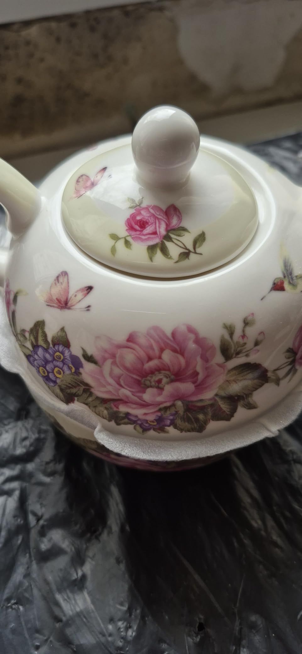 Ensemble de théière, tasse et soucoupe en porcelaine pour une personne à motif floral boîte cadeau
