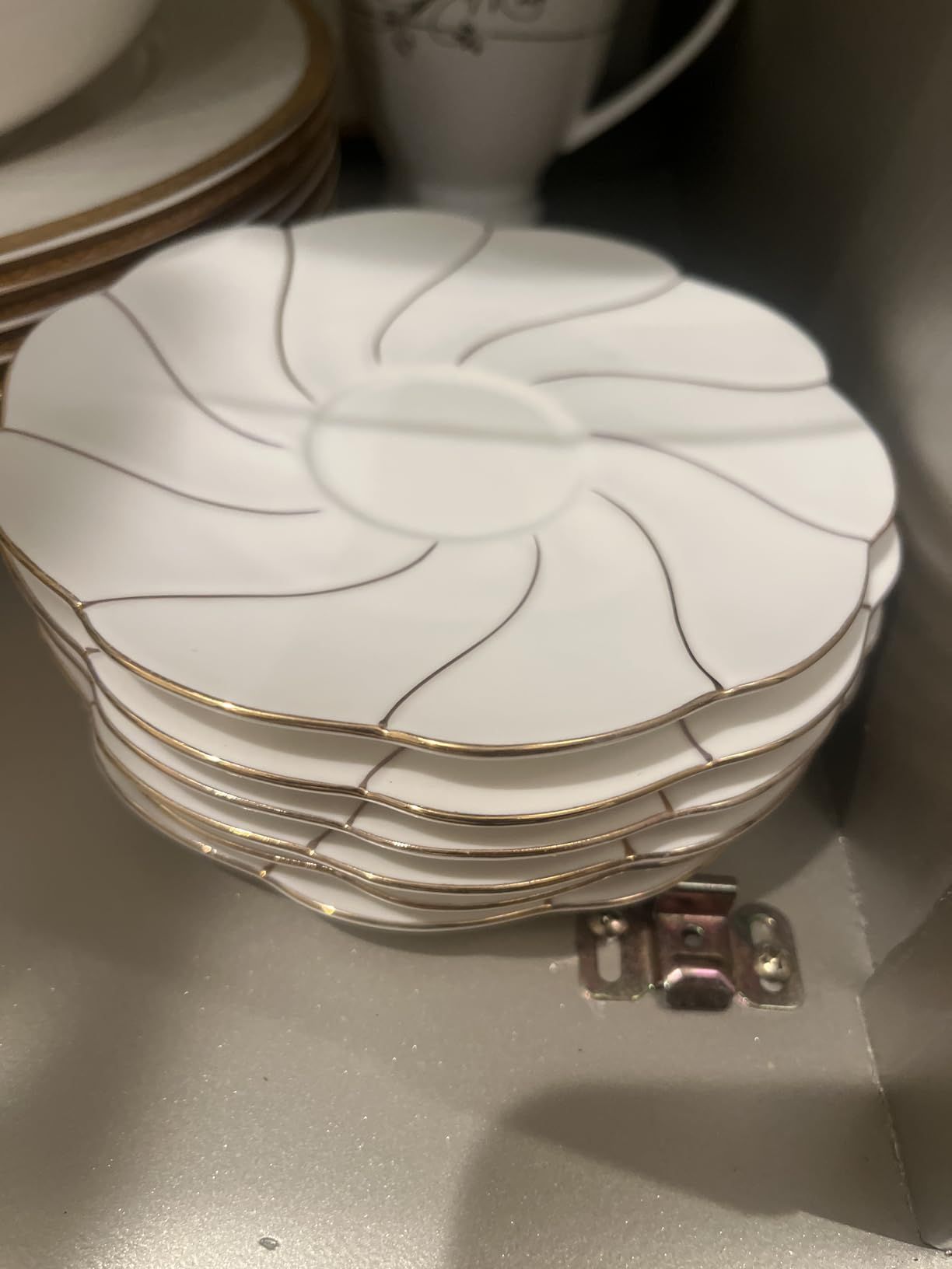 DUJUST Ensemble de Thé 14 Pièces de 6, avec Plateau à Thé et Cuillères, Ensemble de Tasses à Thé/Café de Style Britannique de Luxe avec Garniture Dorée