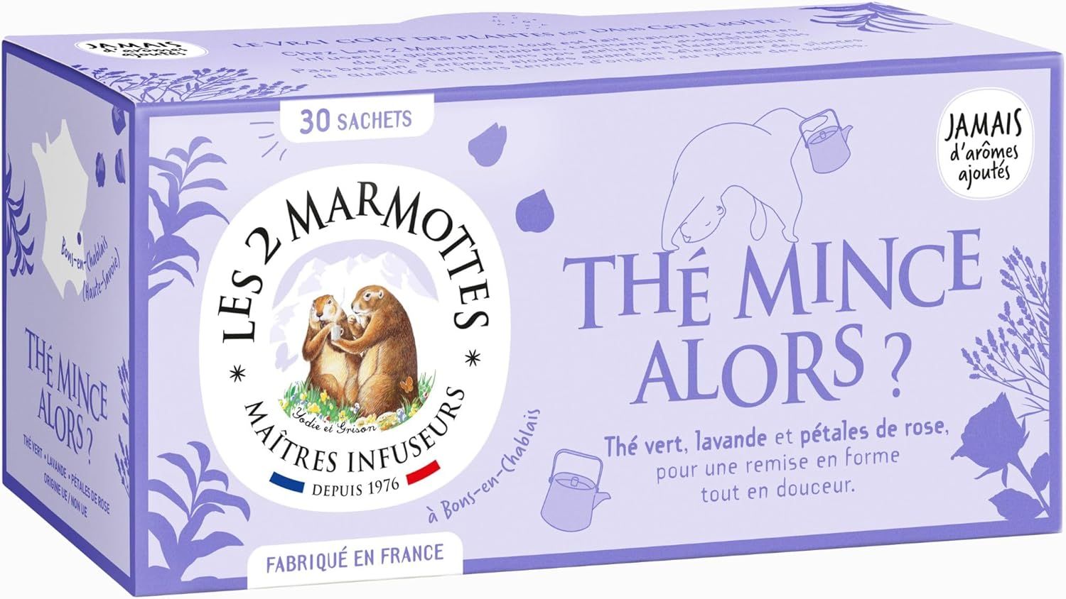 Thé minceur bio Les 2 Marmottes avec pétales de rose