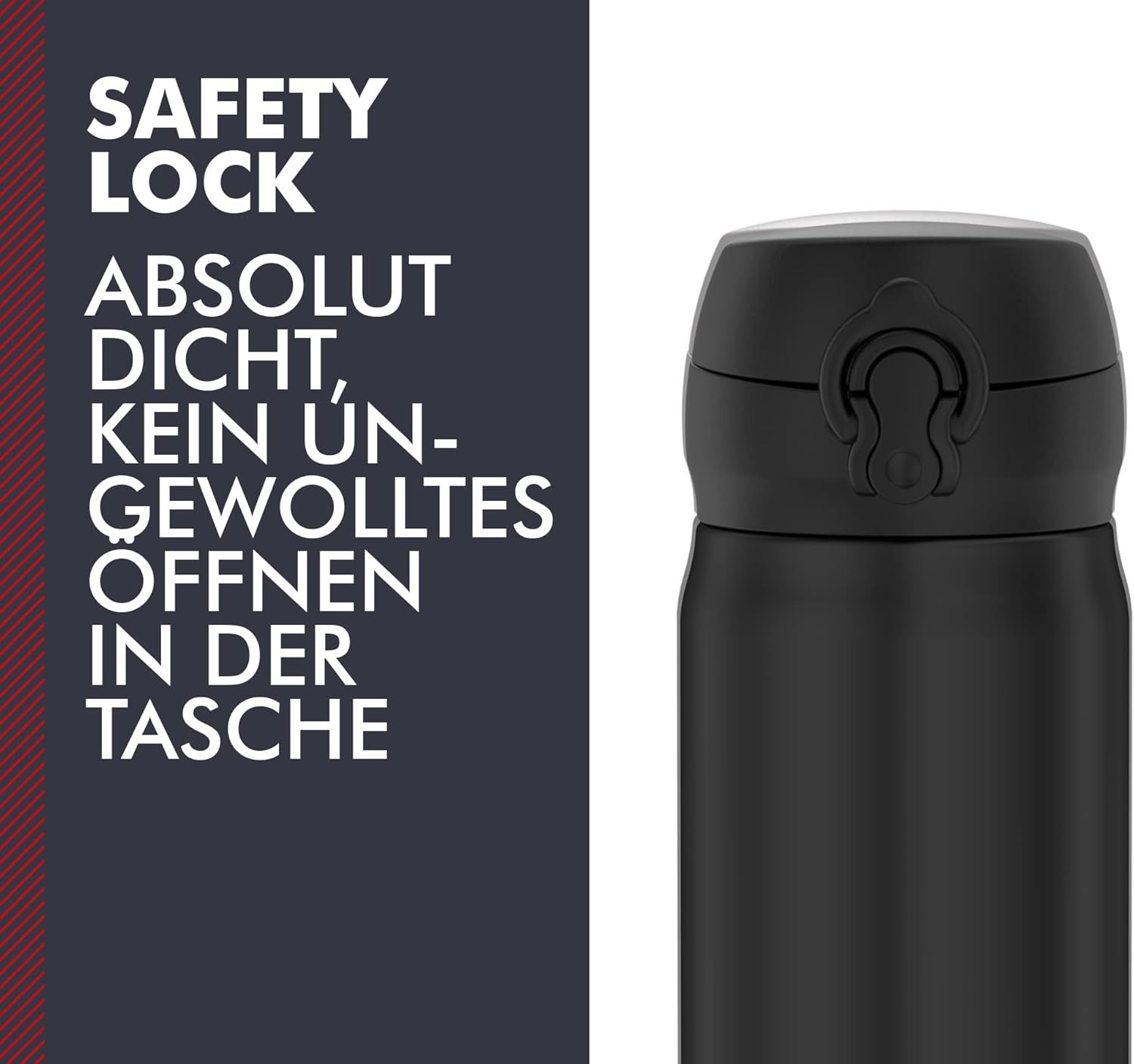 Thermos Bouteille Isotherme ultralégère, Acier Inoxydable, Noir Mat, 0,75 Liter