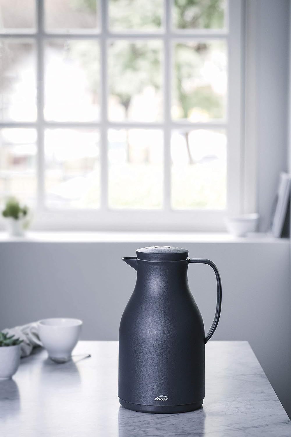 Lacor 62563 62563 Bouteille isotherme sans BPA avec double paroi et couche de verre à l'intérieur, Gris mat, 1'00 L, Polypropylène