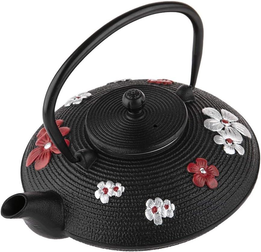 lachineuse - Théière Japonaise en Fonte - Fleurs de Cerisier - Avec Filtre Infuseur - Capacité 0,8L - Décoration Japonaise Asiatique - Théière Traditionnelle Nipponne - Service du Thé - Coloris Noir