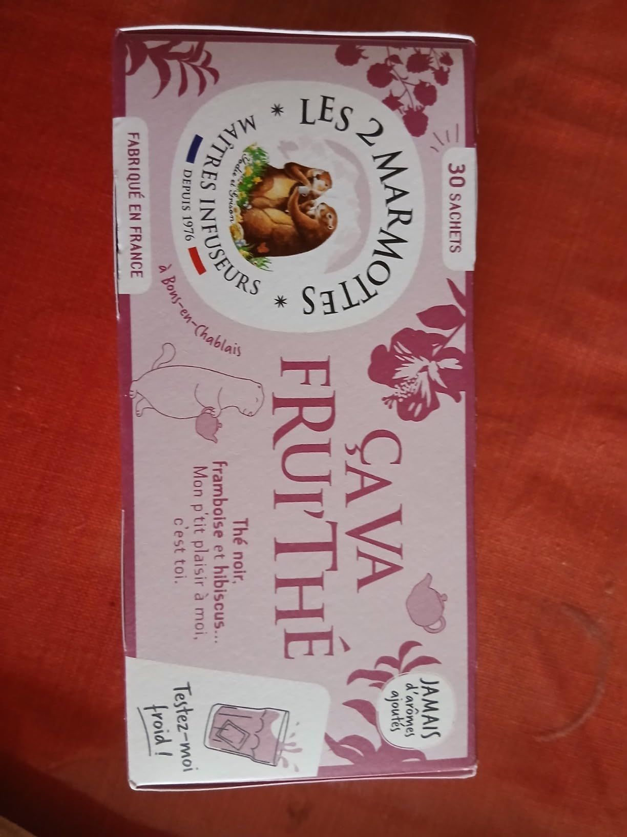 thé noir bio framboise et hibiscus énergisant les 2 marmottes