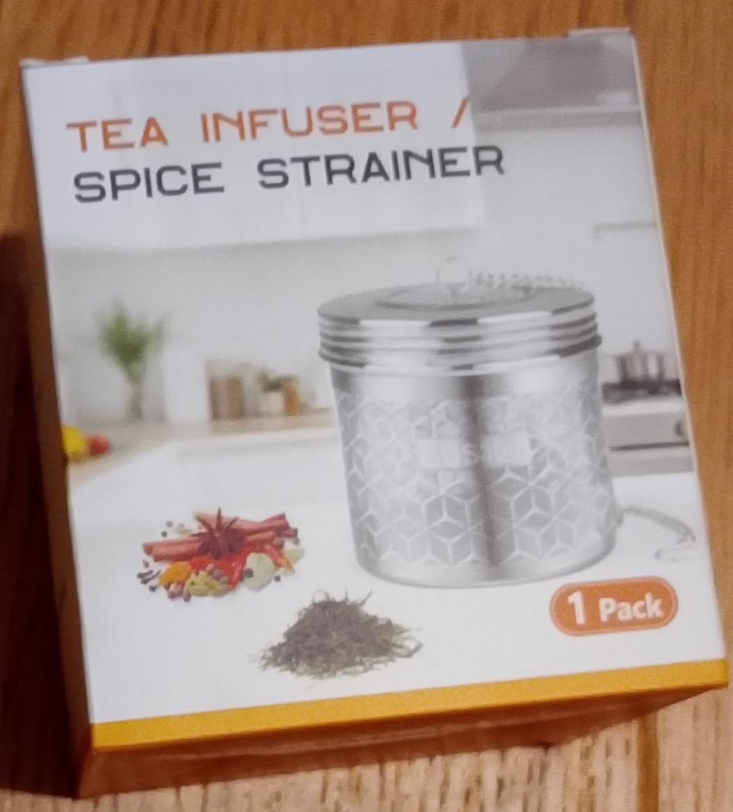 Grande Infuseur Thé, Filtre à Thé Avec Chaîne Rallongée et Crochet en S, Filtre Thé et Passoire à épices Acier Inoxydable 304, Filtre a The Mailles Fines pour Feuilles de Thé, les épices