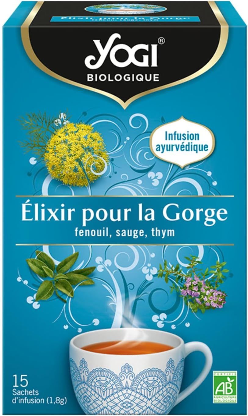 Infusion bio pour la gorge au fenouil, sauge et thym Yogi Tea