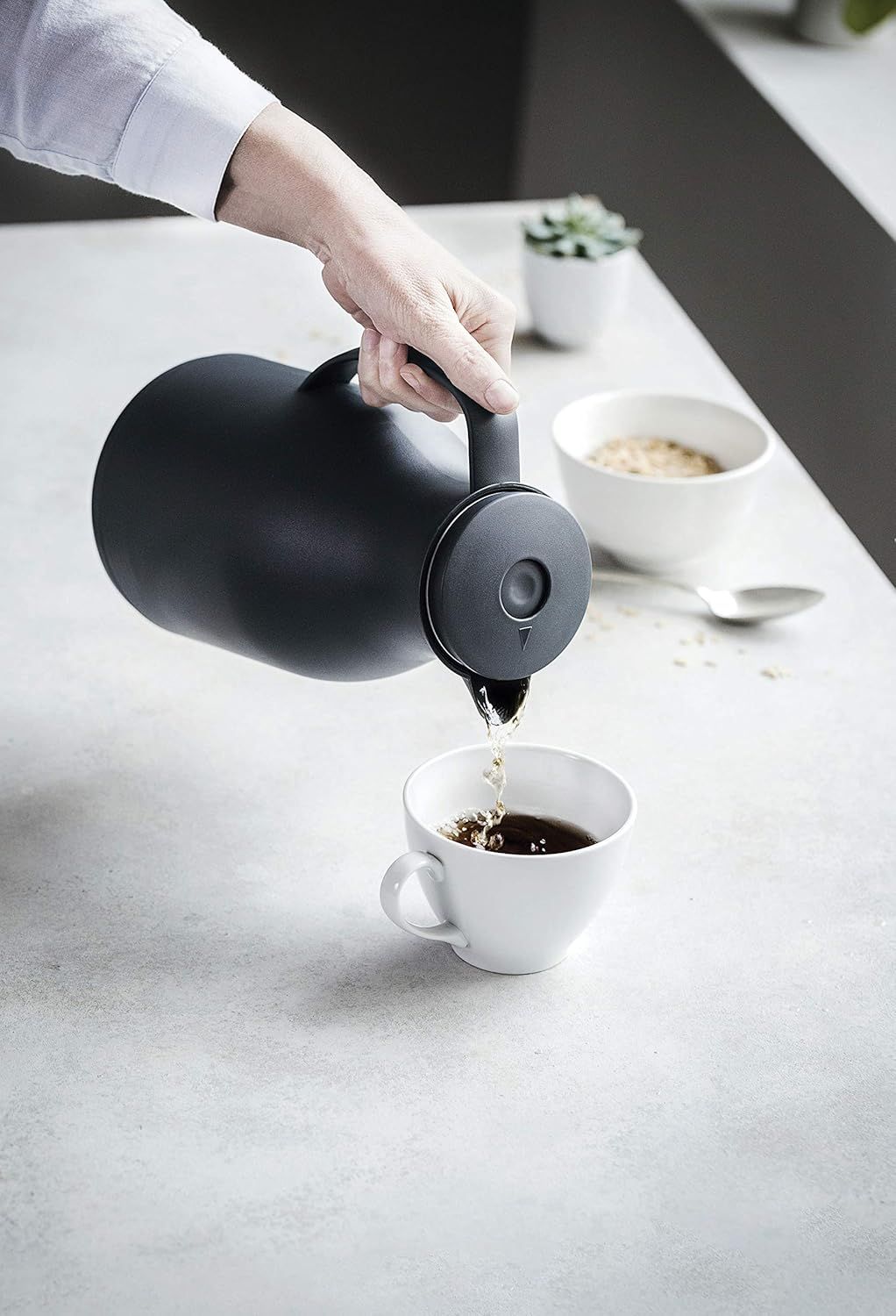 Lacor 62563 62563 Bouteille isotherme sans BPA avec double paroi et couche de verre à l'intérieur, Gris mat, 1'00 L, Polypropylène