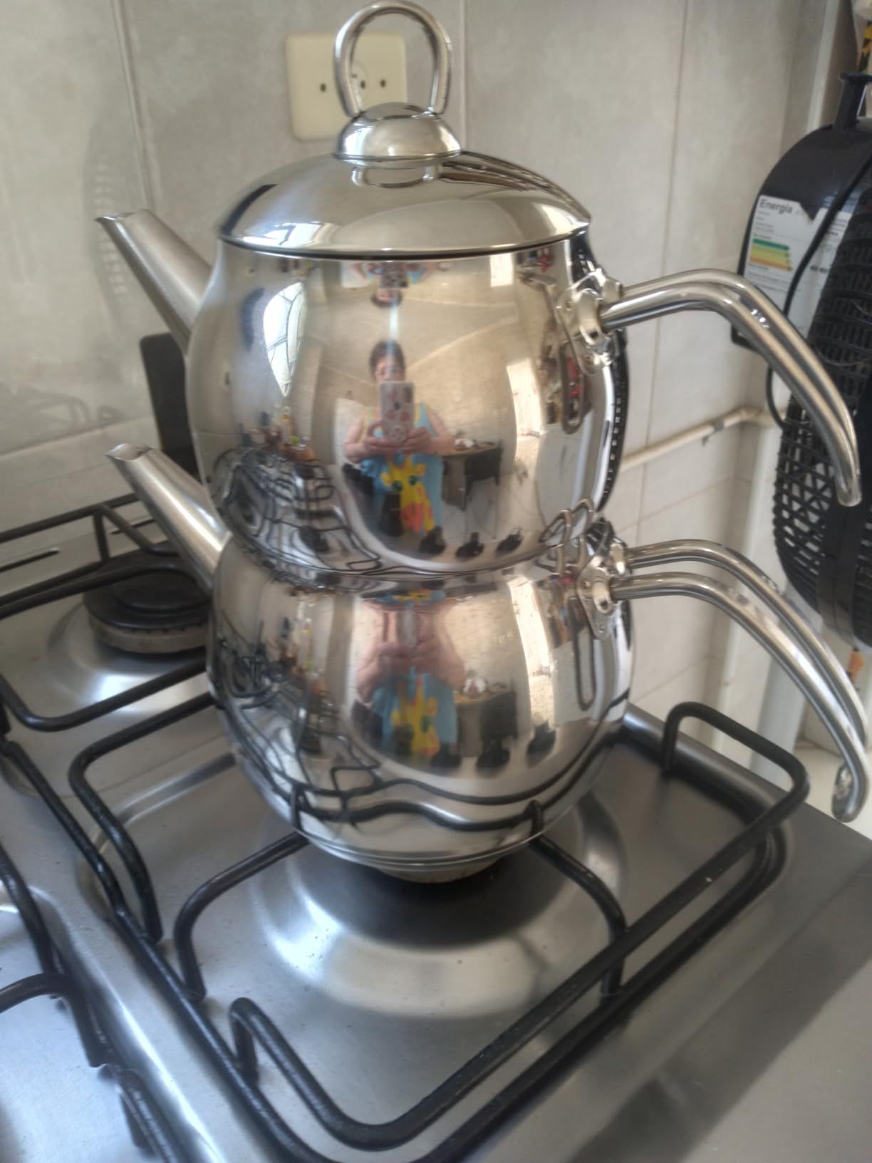 Karaca Belinay Teiera in Metallo con Teiera in Acciaio INOX, Teiera Turca, Bollitore, Teiera: 1 litro, 1,6 l, teiere turche Belinay