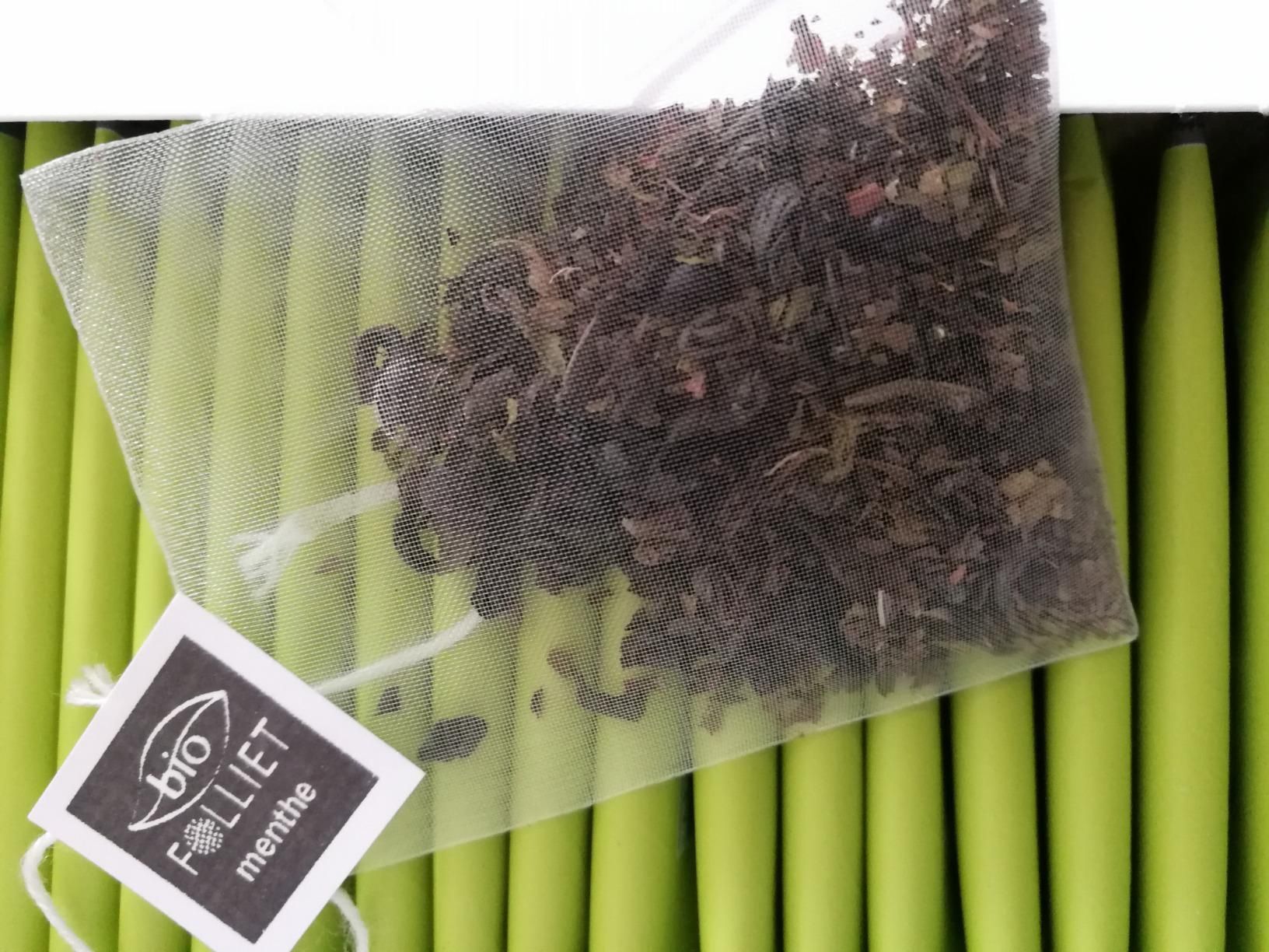 thé vert bio à la menthe douce en sachets végétaux