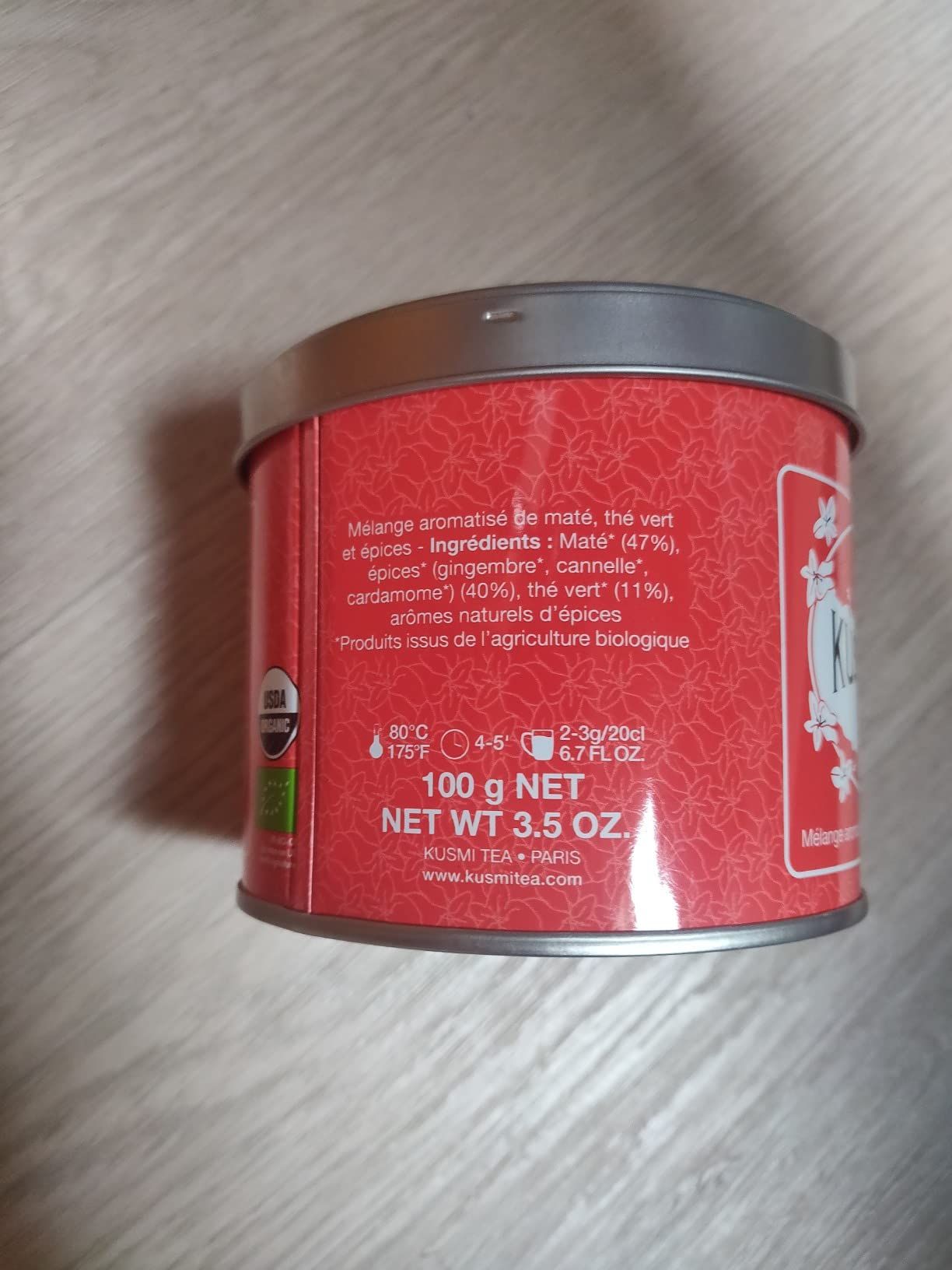 thé vert bio gingembre citron kusmi tea - boîte 100g