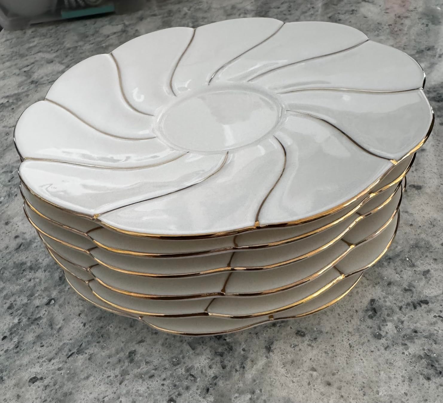 DUJUST Ensemble de Thé 14 Pièces de 6, avec Plateau à Thé et Cuillères, Ensemble de Tasses à Thé/Café de Style Britannique de Luxe avec Garniture Dorée