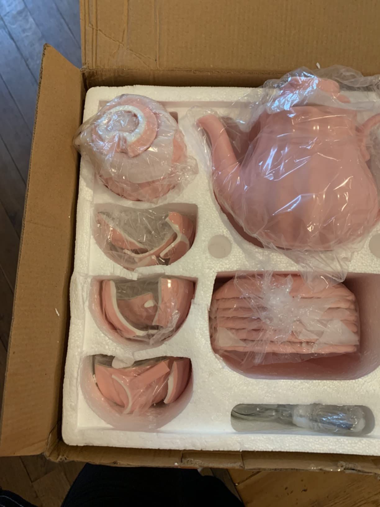 British Royal Series Service à thé en porcelaine avec tasses et soucoupe pour 6 personnes 225 ml avec théière, sucrier, pichet à crème, cuillères à café et passoire à thé